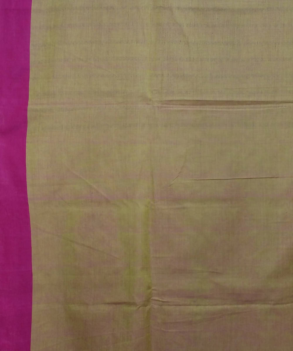 lime Pink Handwoven Handspun Cotton Saree