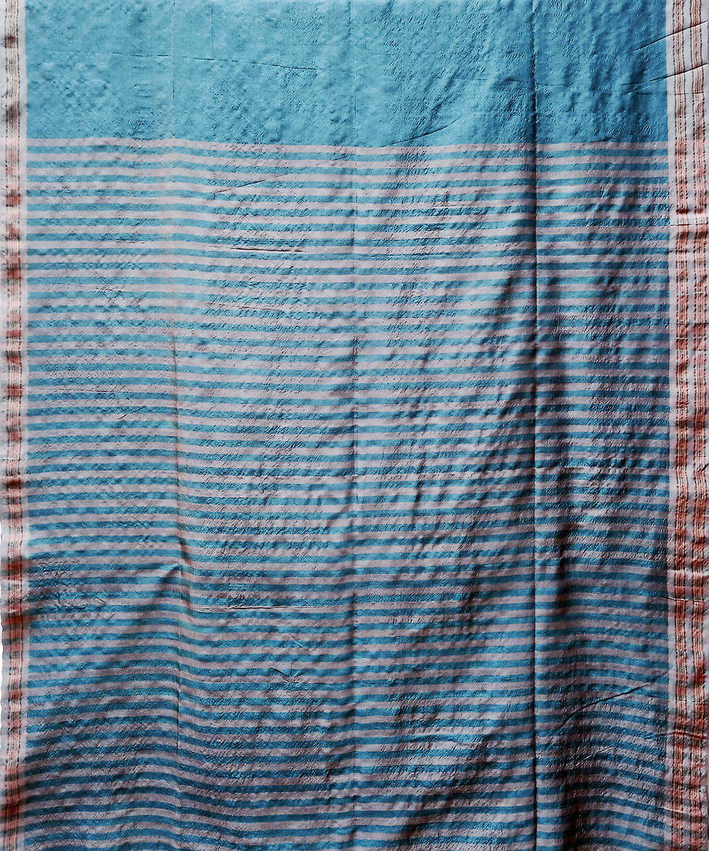 Turquoise handwoven mulberry silk baavanbuti saree