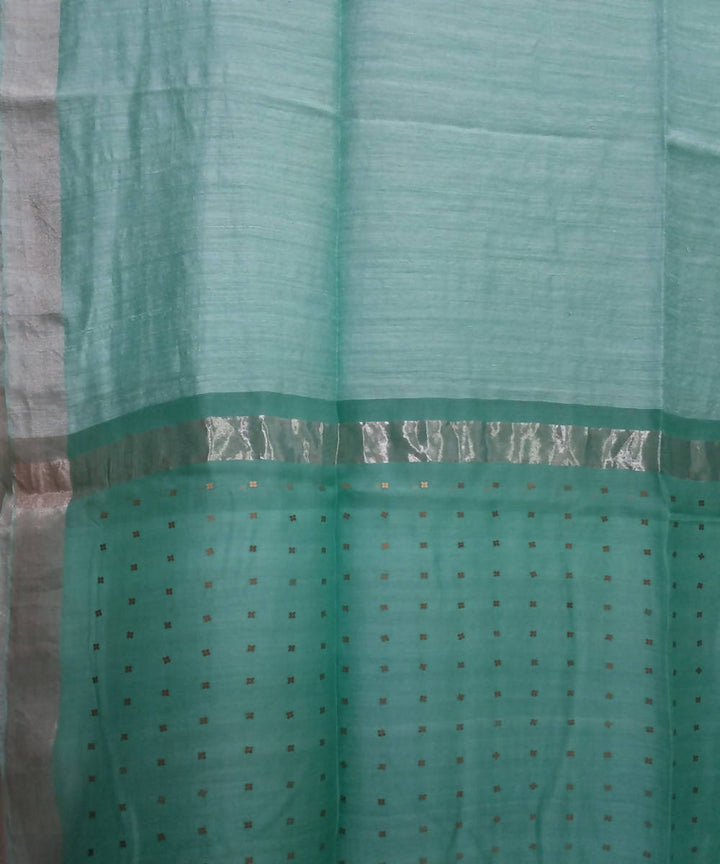 Bengal Jade Green Handloom Sequin Matka Silk Saree