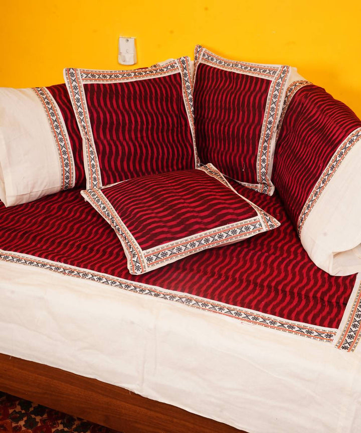 Maroon Handloom Pochampally Diwan Set