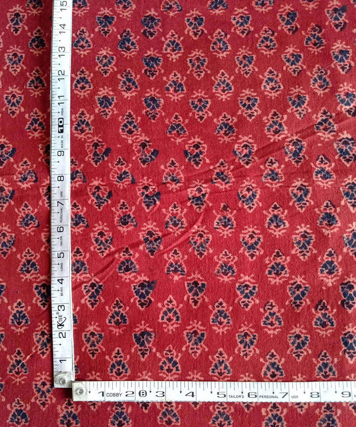 blue red ajrakh handblock print handspun organic cotton kurta fabric