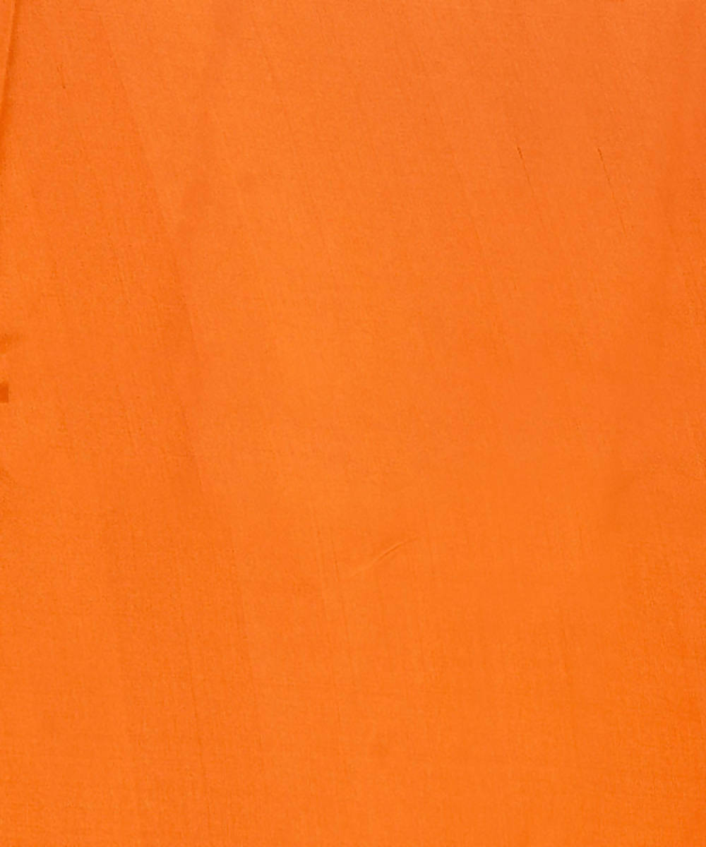Fire orange hand painted handwoven mulberry silk saree