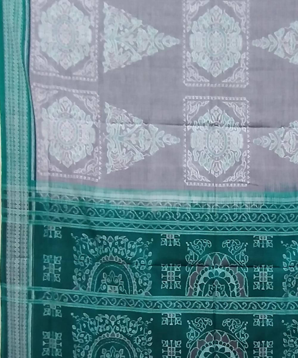 Light grey blue handwoven cotton sambalpuri saree