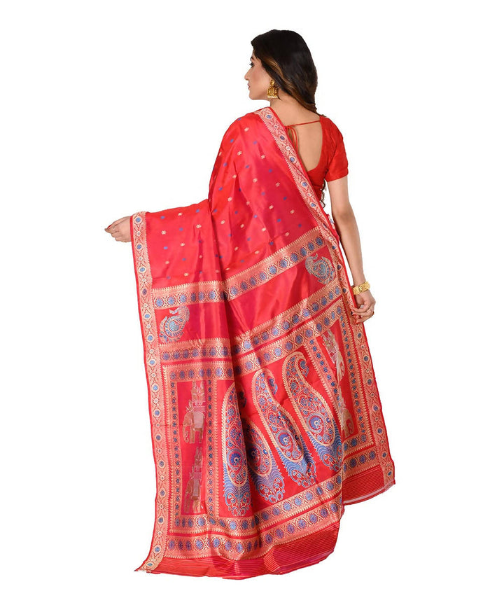 Bengal handwoven red baluchari silk saree