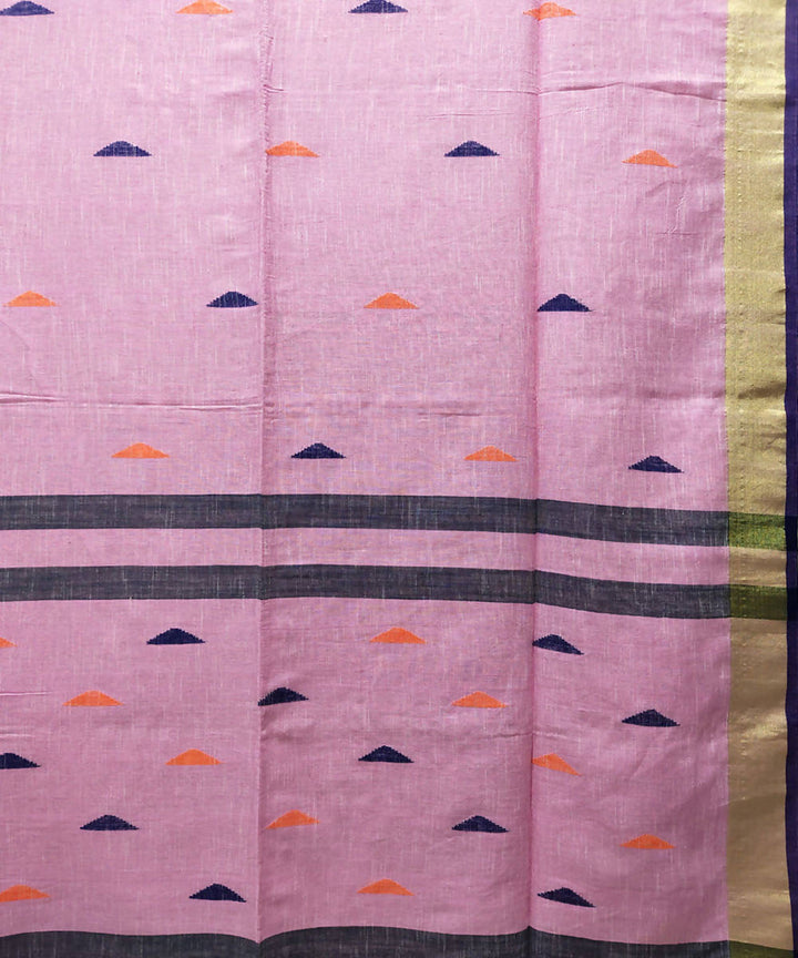 Pink handwoven handspun cotton saree