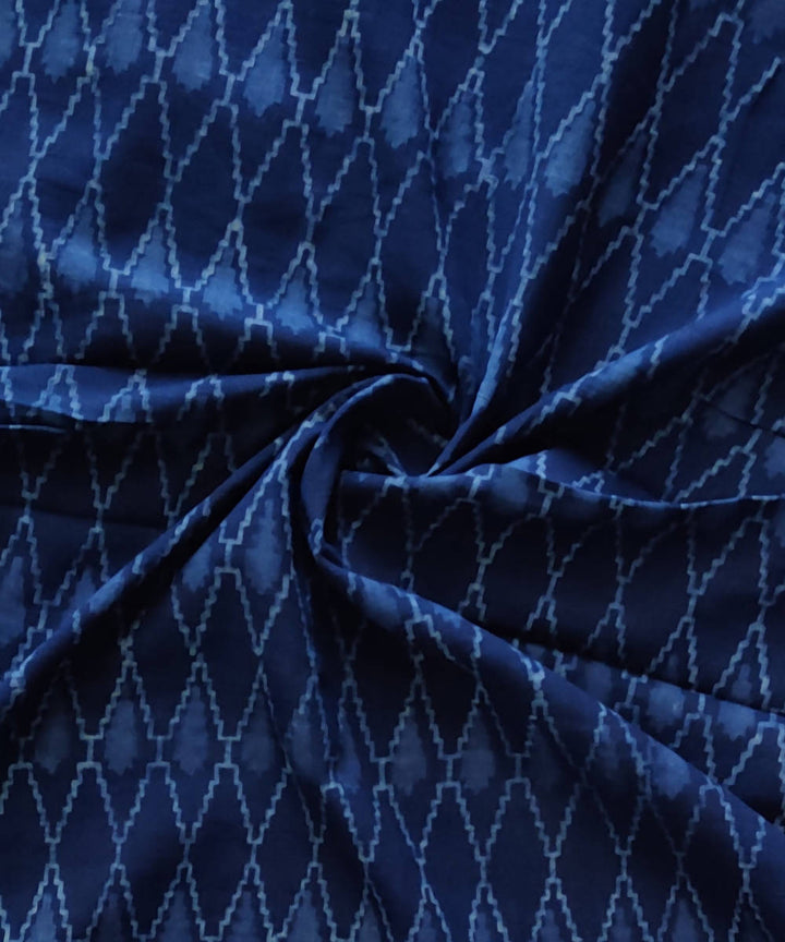 Dark navy natural dye dabu print handspun handwoven cotton fabric