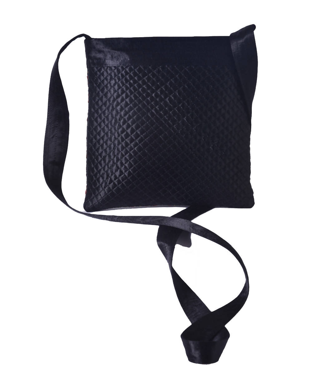 Hand embroidery mashroo black cross body bag