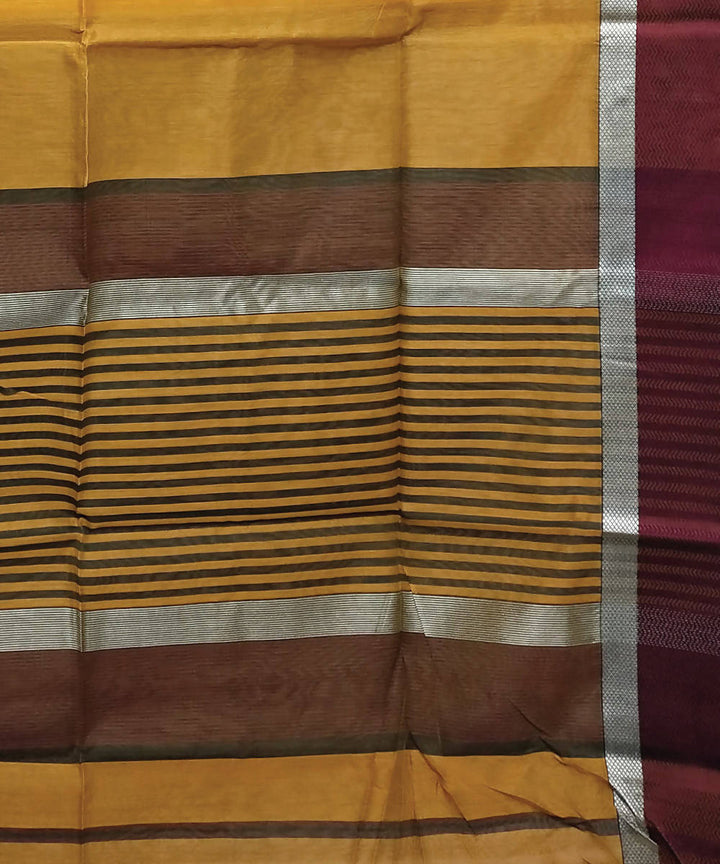 Honey yellow handloom cotton silk maheshwari saree