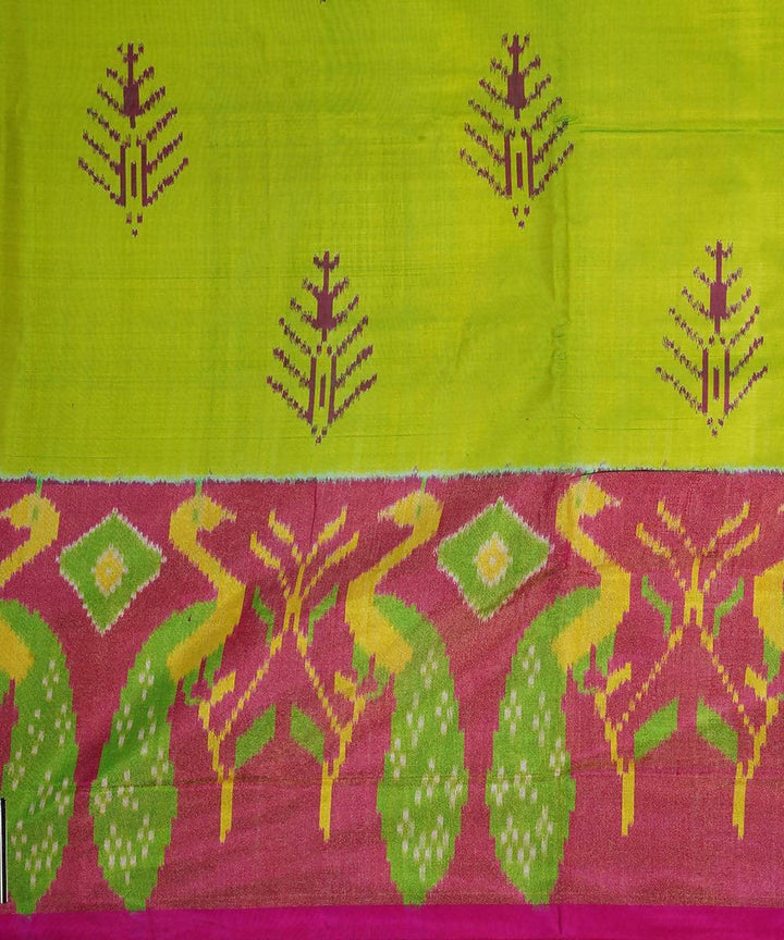 Lime green handloom silk pochampally saree