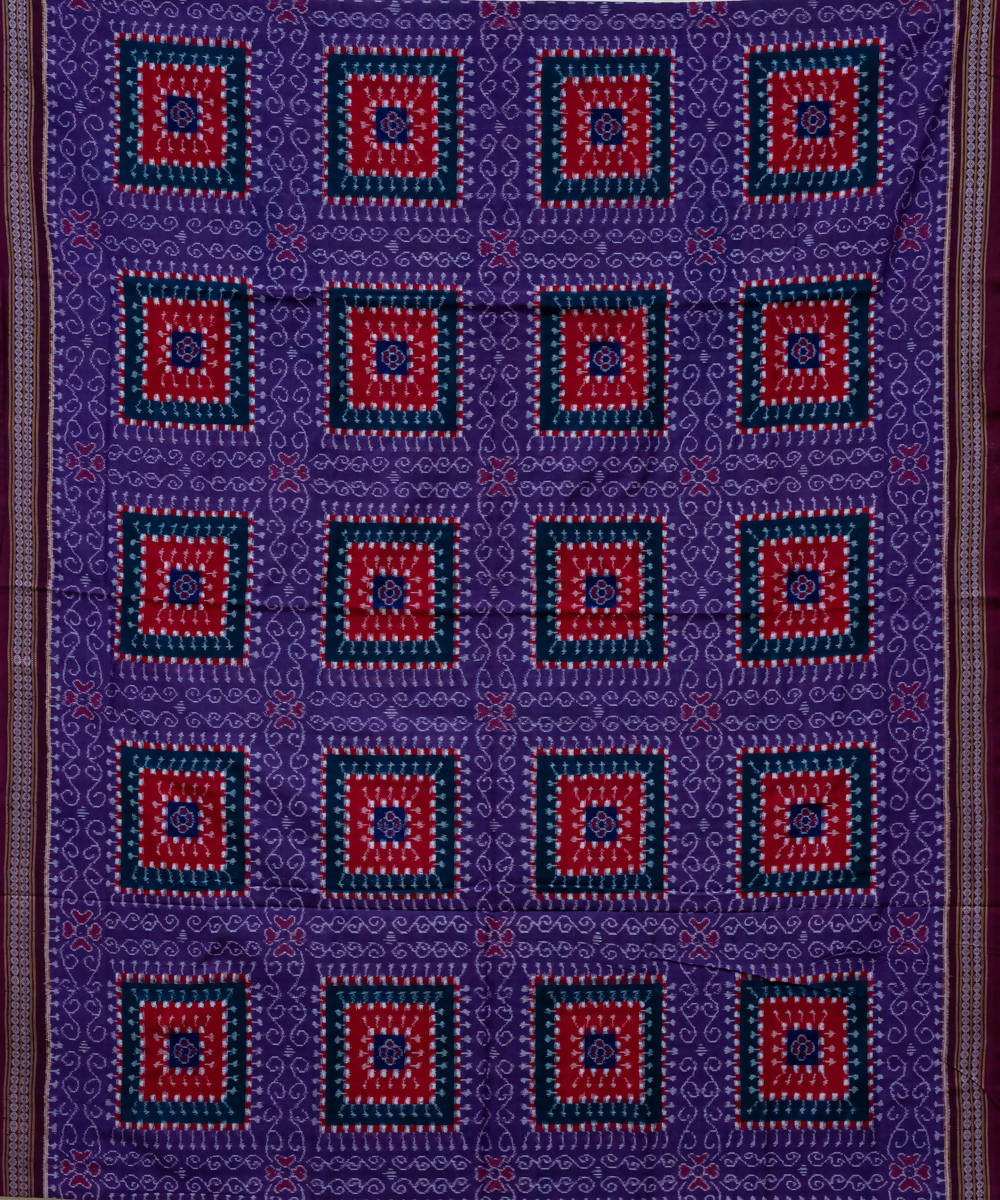 Burgundy electric violet handloom cotton sambalpuri saree