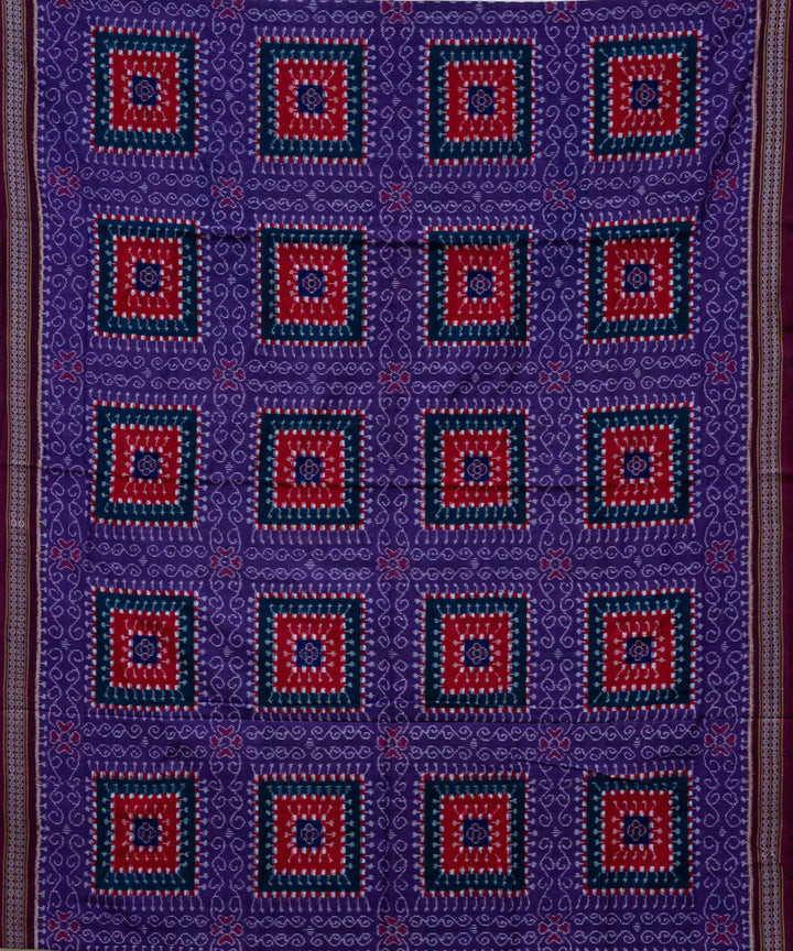 Burgundy electric violet handloom cotton sambalpuri saree