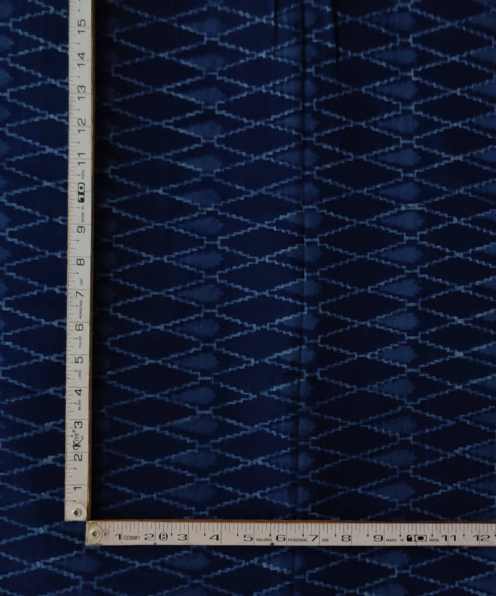 Dark navy natural dye dabu print handspun handwoven cotton fabric