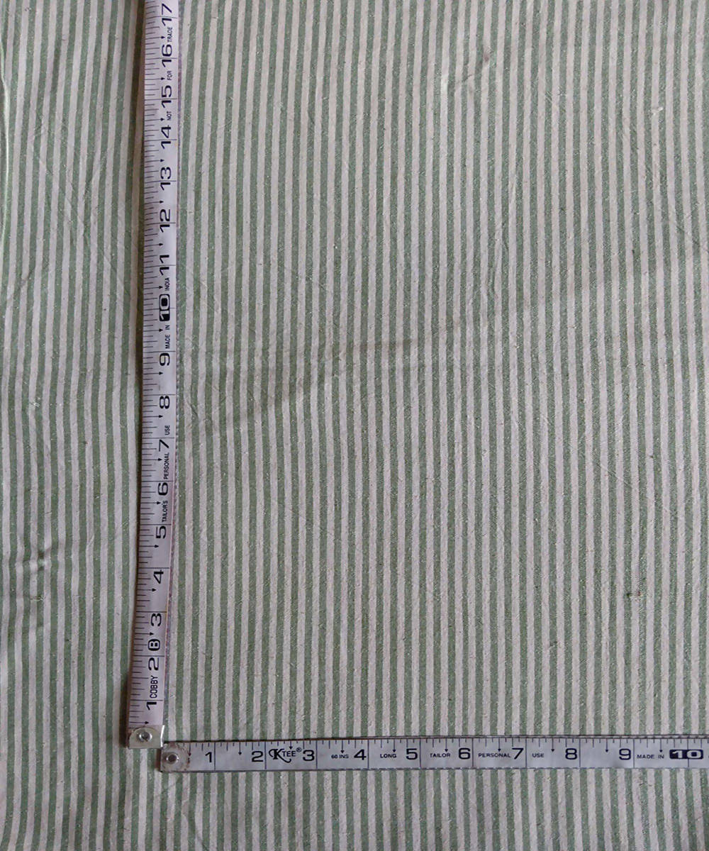 green white stripe handspun handwoven cotton kurta fabric (2.5m per qty)