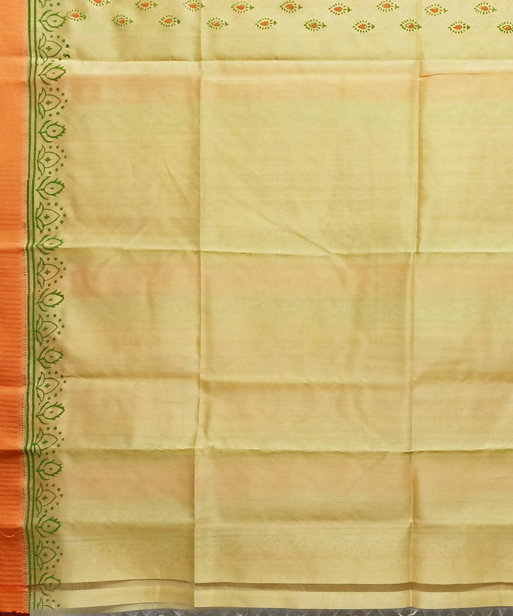 Deep champagne handwoven cotton silk maheshwari saree