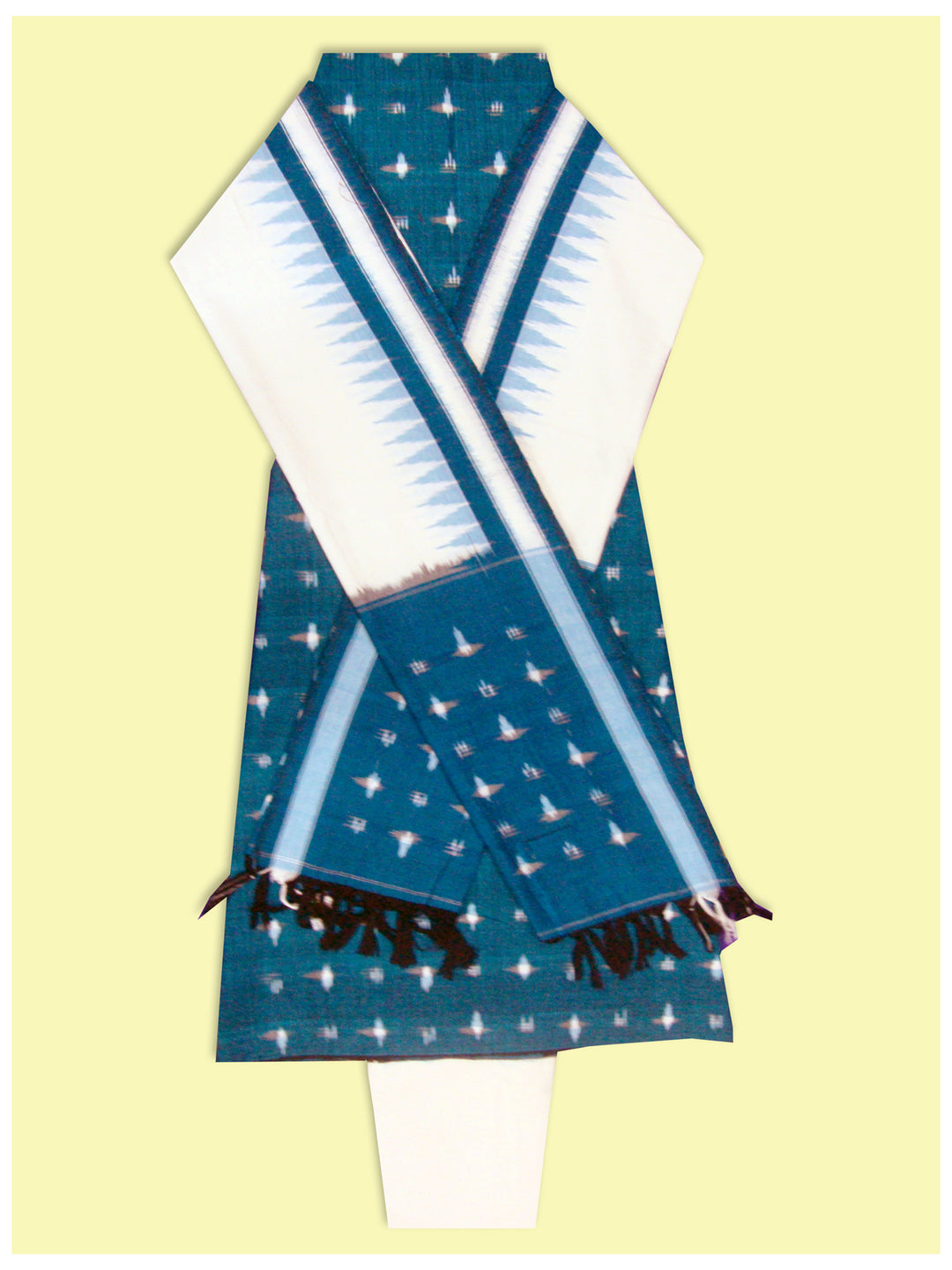 Ikkat Cotton Punjabi Suits Cyan and Black Shade