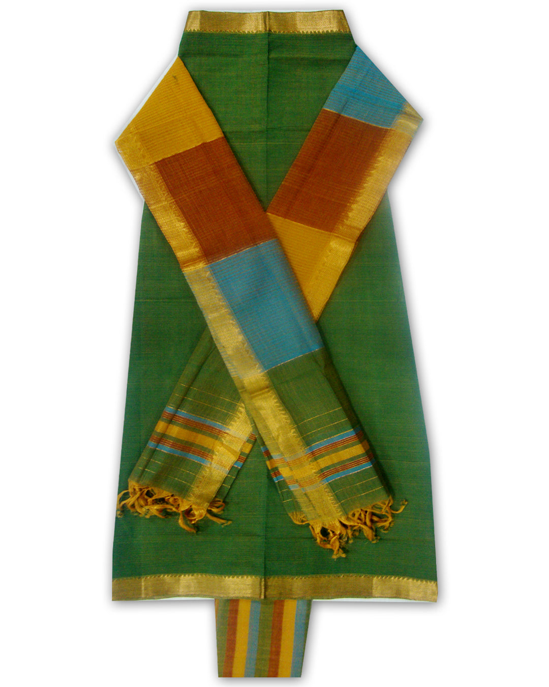 Mangalagiri Cotton Punjabi Suits Green Shade