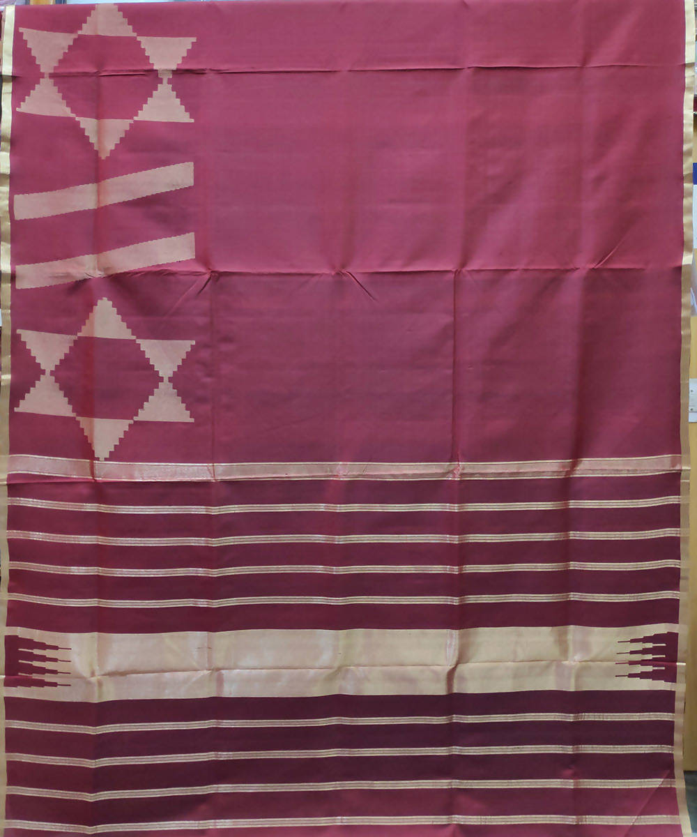 onion pink handwoven silk saree