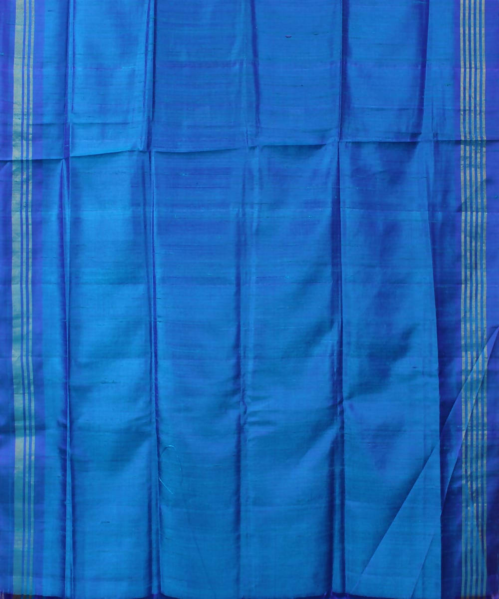 double shaded blue karnataka handloom raw silk saree