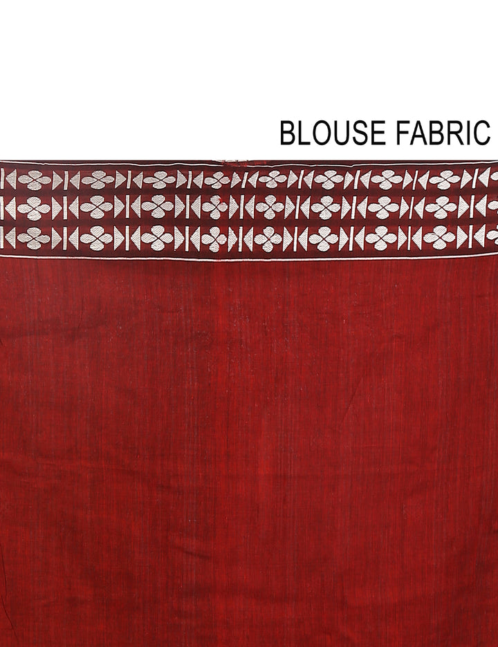Red maroon handwoven cotton bengal saree