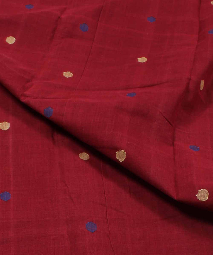 Red maroon cotton natural dye handloom fabric