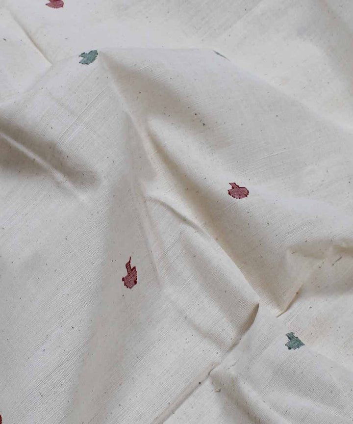 abstract motif handloom off white fabric
