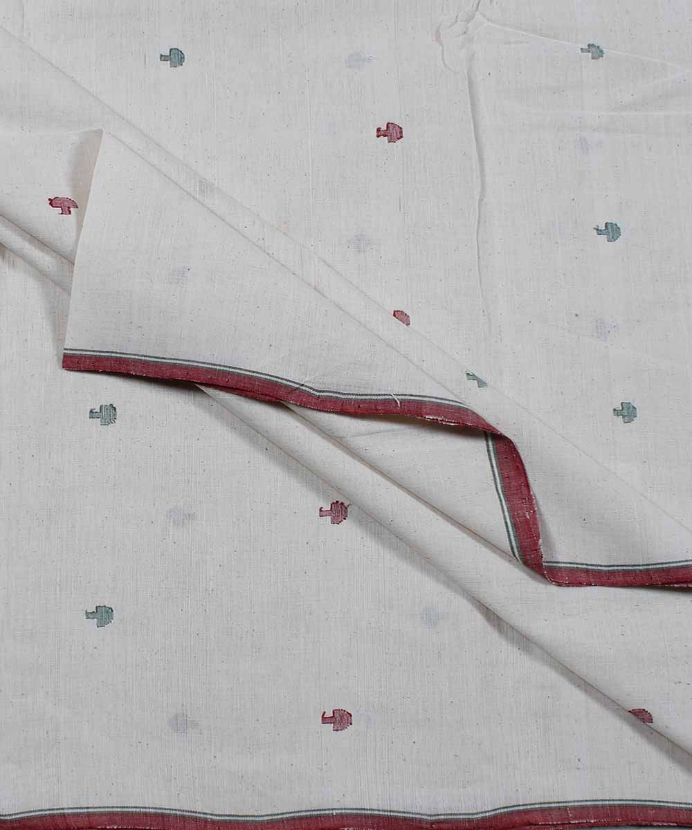 abstract motif handloom off white fabric