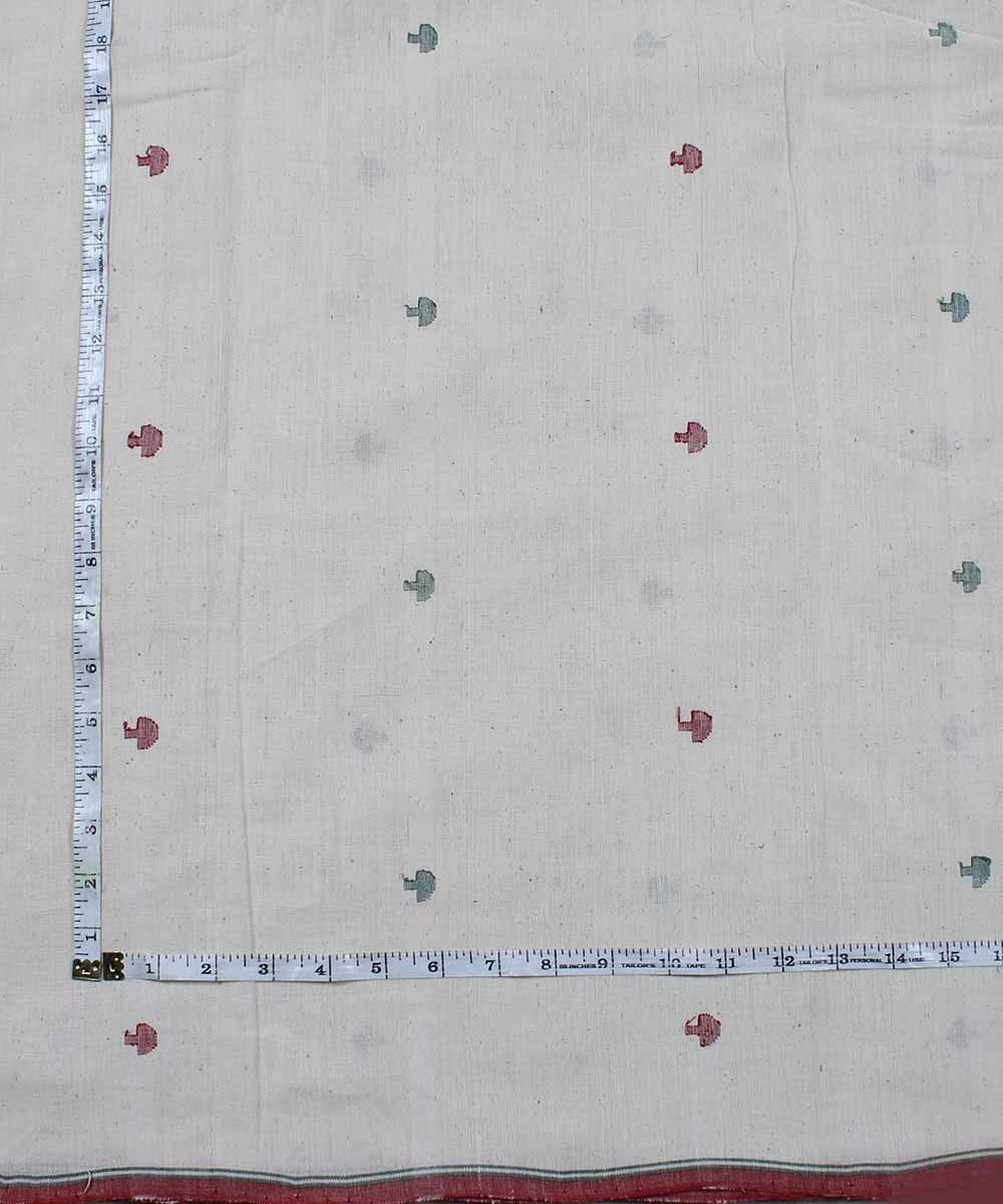 abstract motif handloom off white fabric