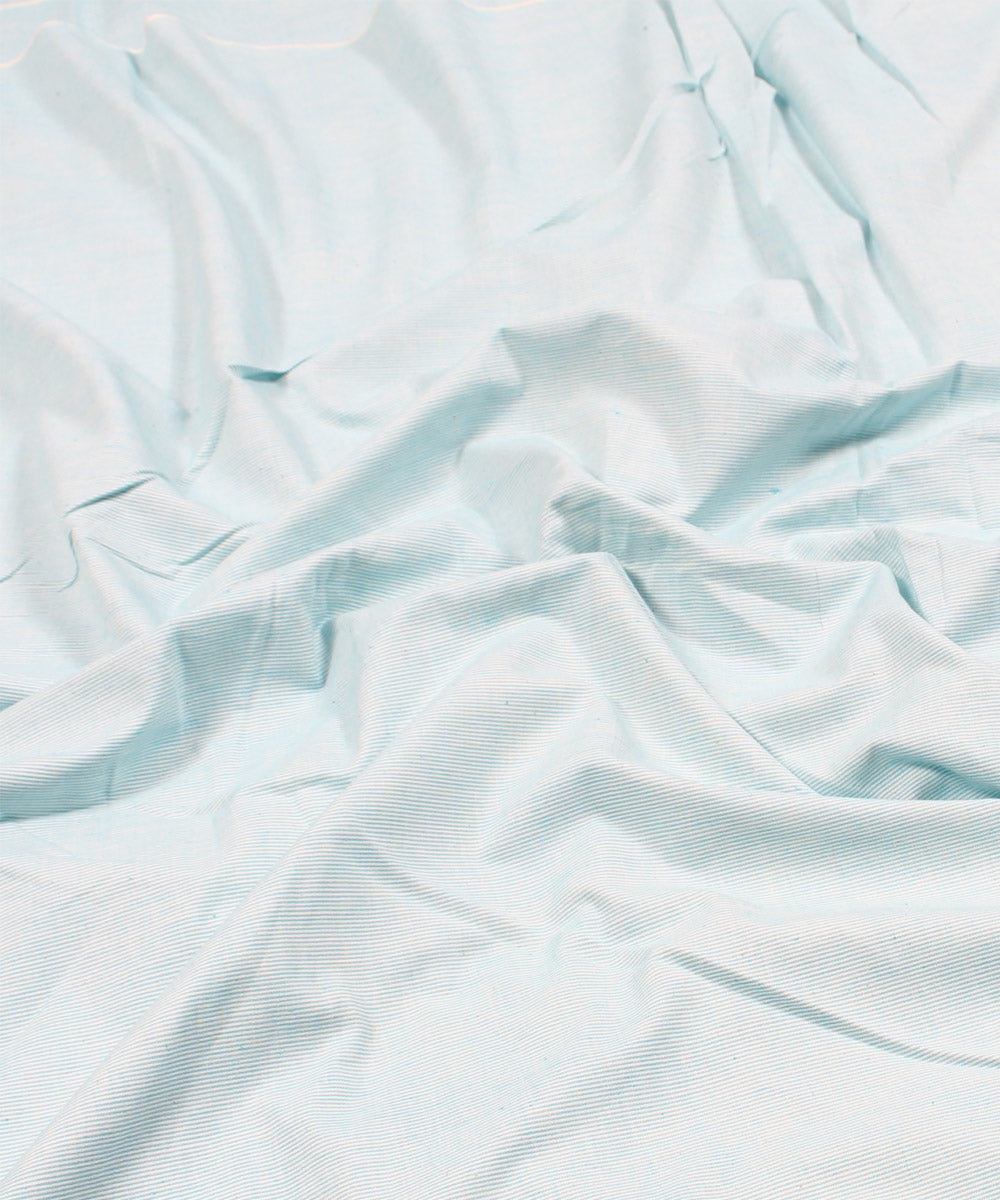 Light blue handwoven stripe cotton fabric