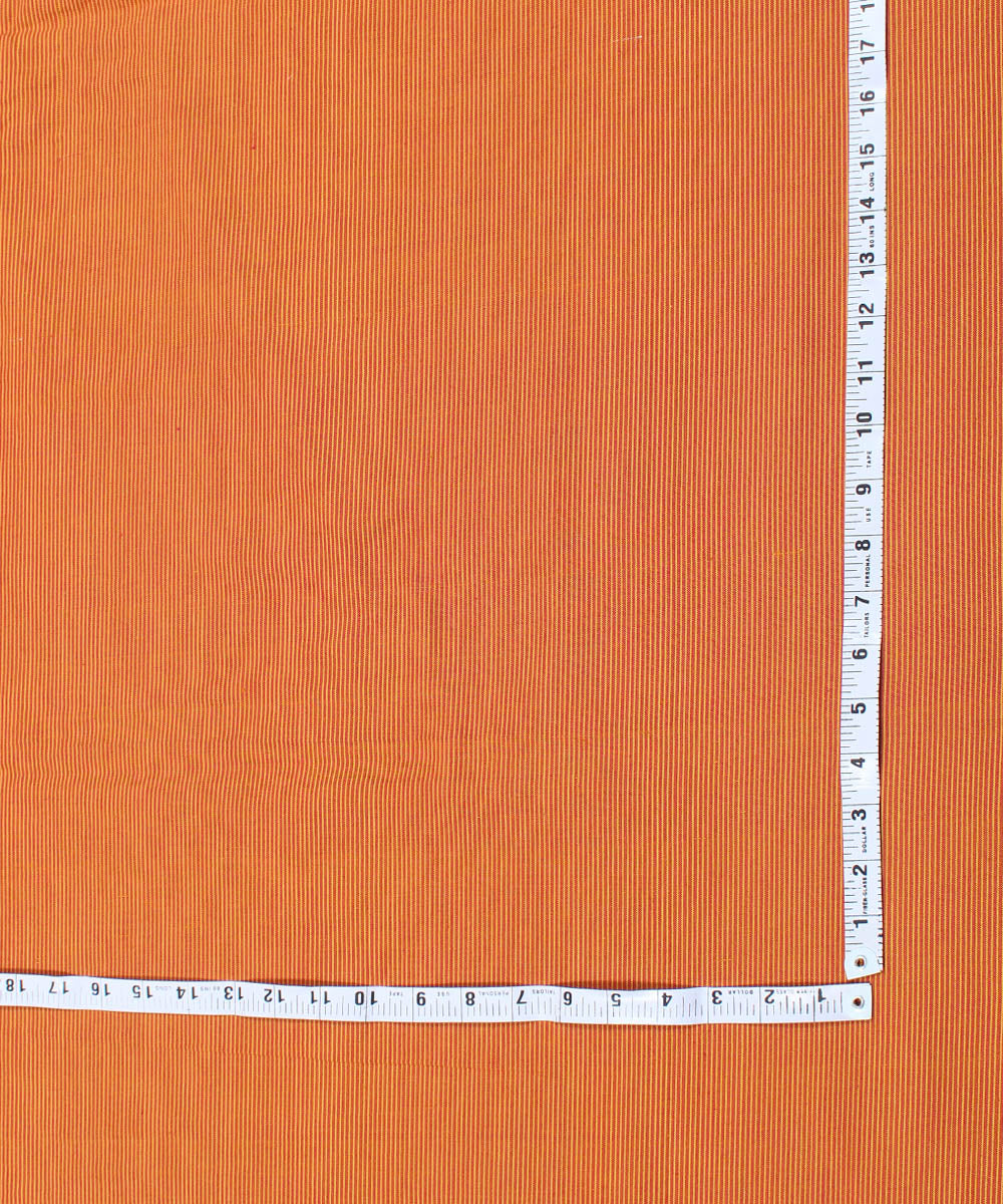 Orange handwoven stripe cotton fabric