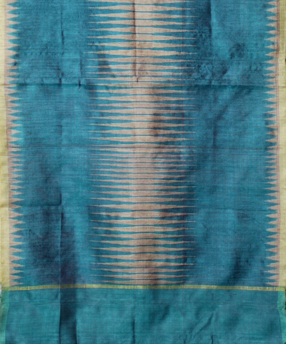 Cyan blue handloom cotton silk stole
