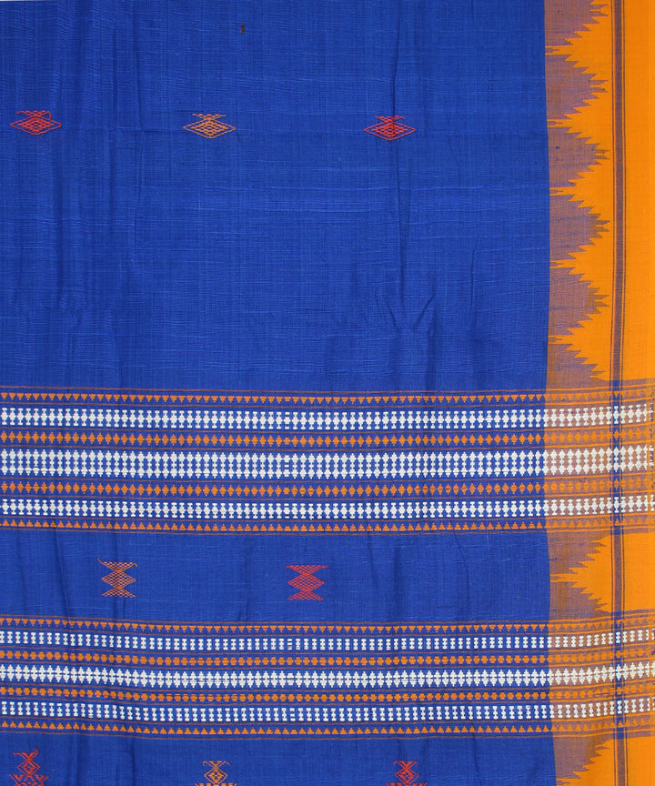 Blue yellow handwoven tussar silk kotpad saree