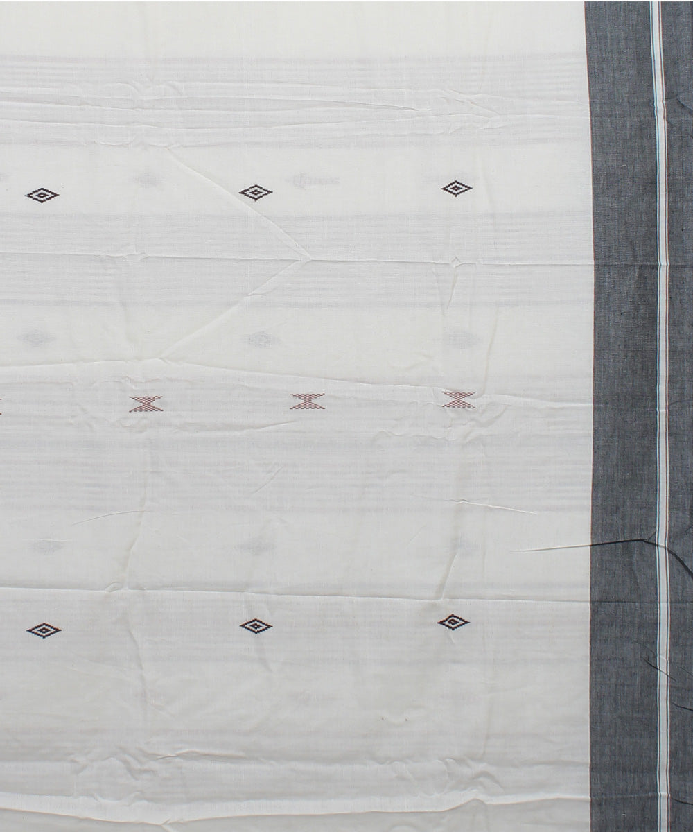 Off white maroon handwoven cotton kotpad saree