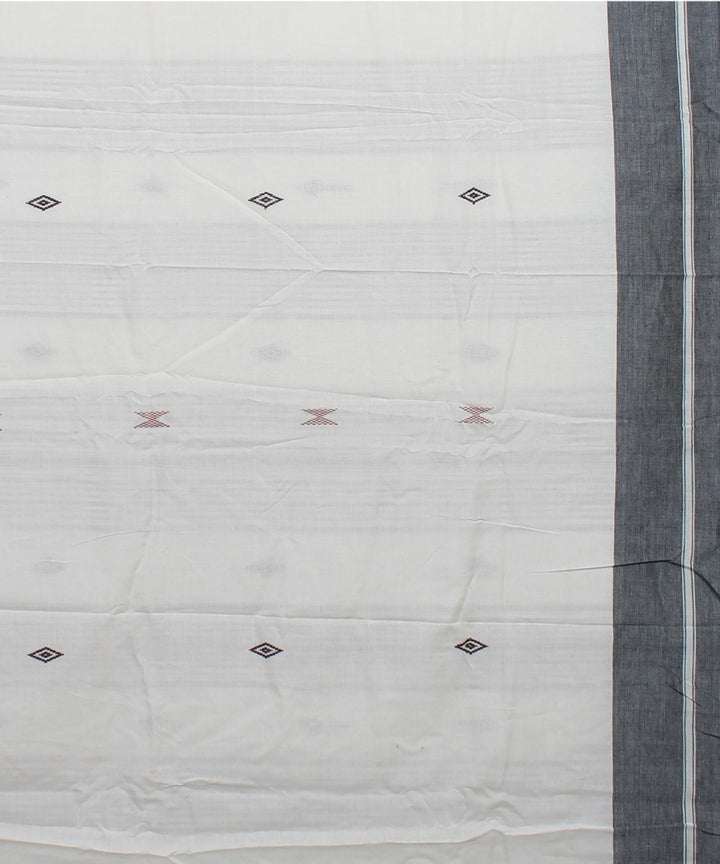 Off white maroon handwoven cotton kotpad saree