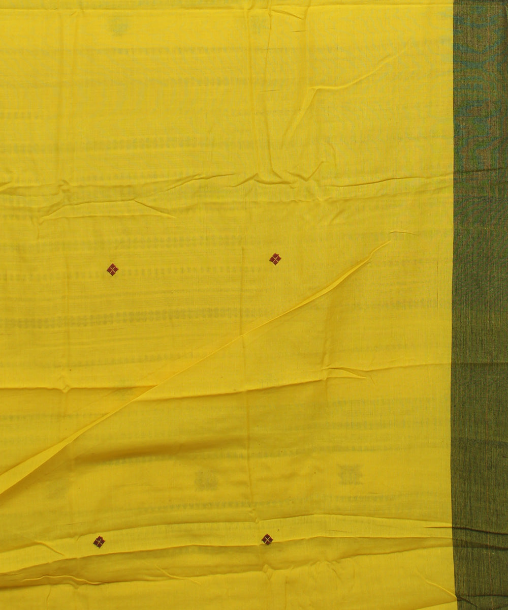 Yellow maroon handwoven cotton kotpad saree