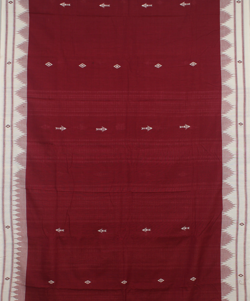 Maroon offwhite handwoven cotton kotpad saree