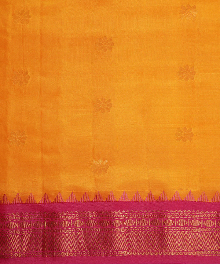 Yellow red handwoven gadwal silk saree