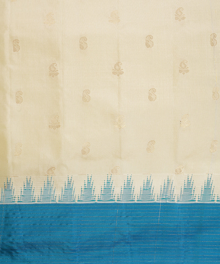 White blue handwoven gadwal silk saree