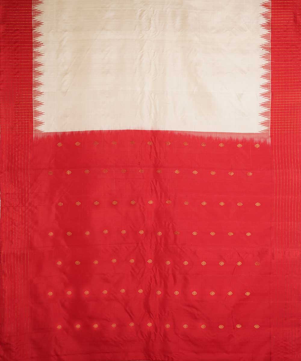 White red handwoven gadwal silk saree
