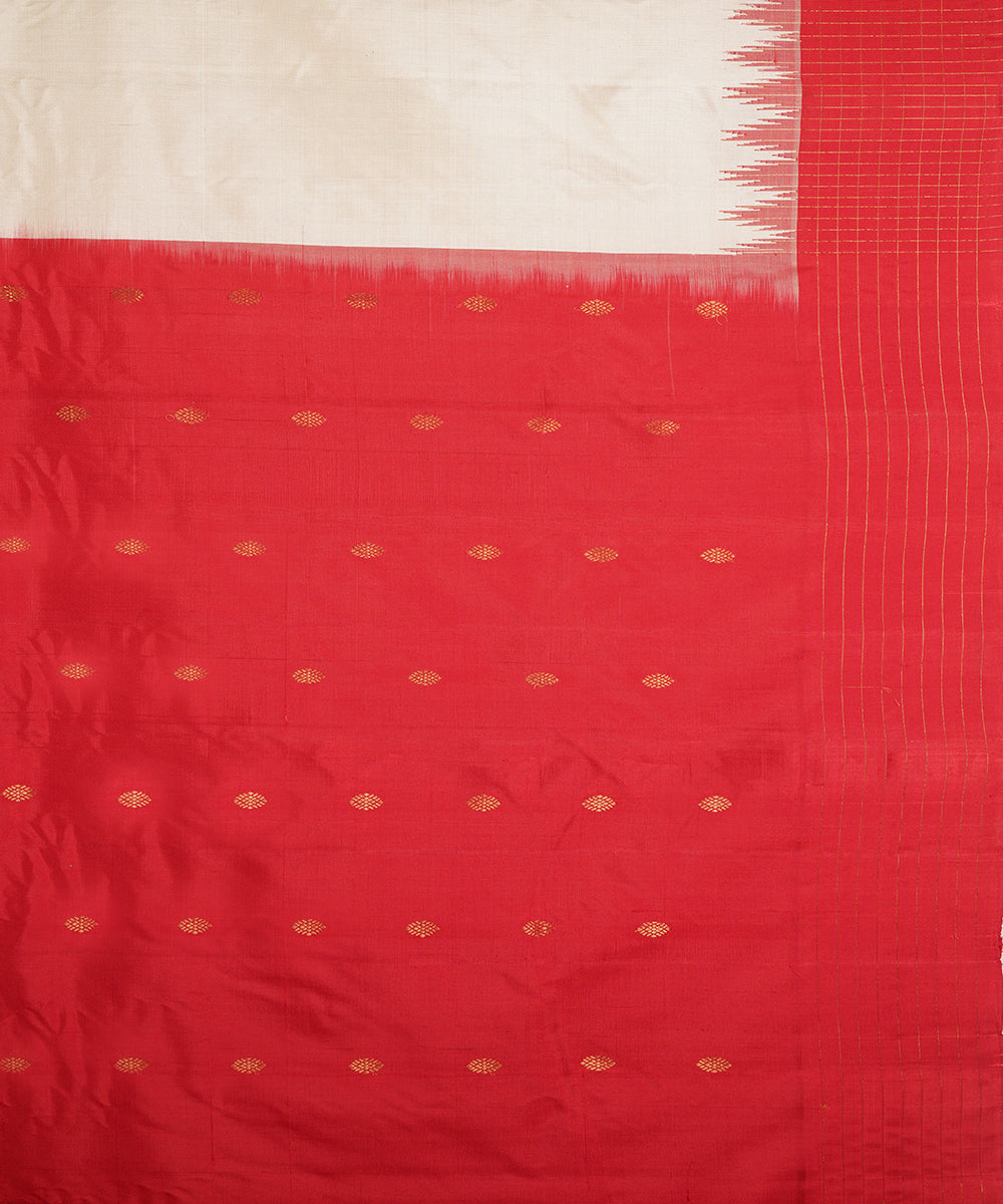 White red handwoven gadwal silk saree