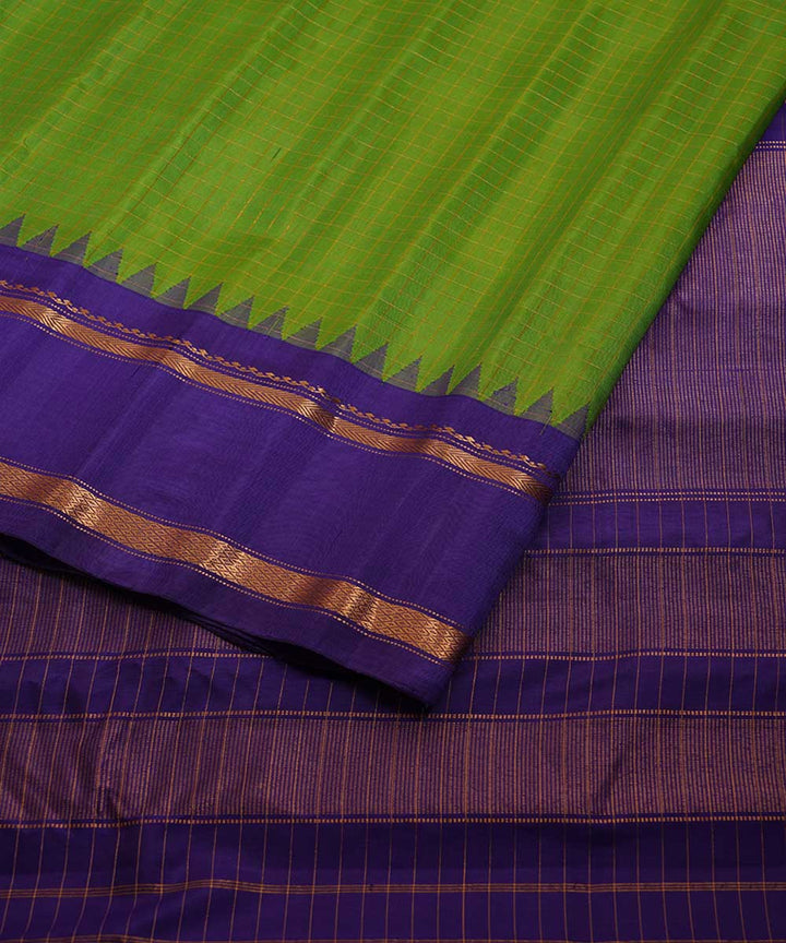 Green purple handwoven gadwal silk saree