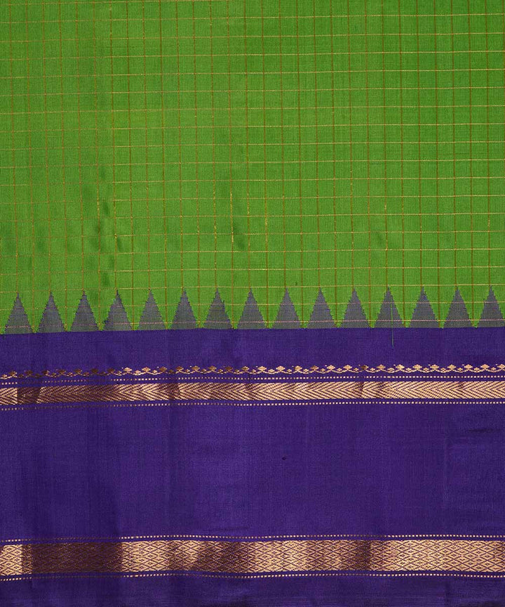 Green purple handwoven gadwal silk saree