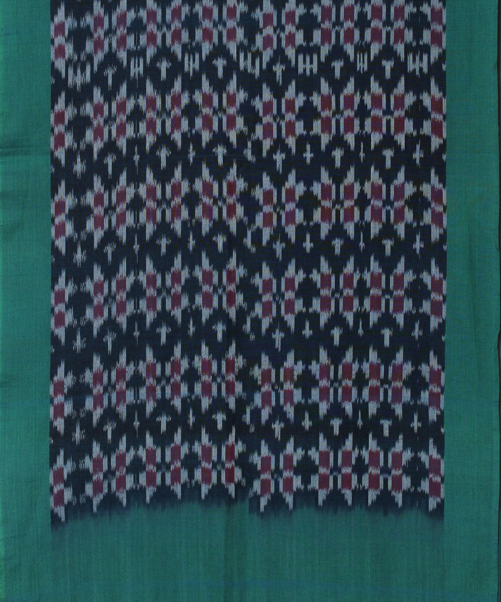 Olive green blue handloom cotton pochampally ikat stole