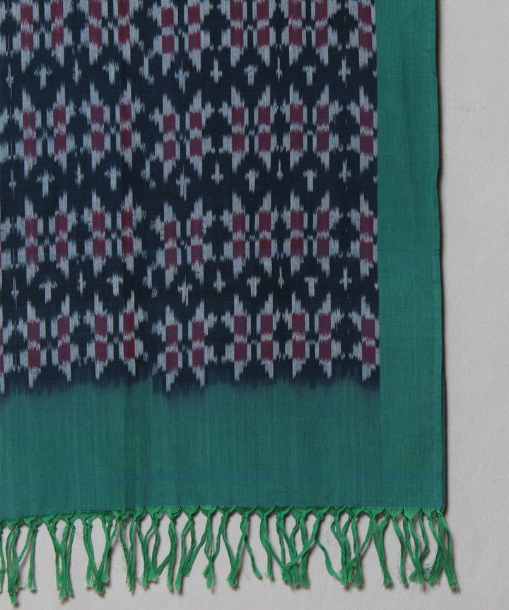 Olive green blue handloom cotton pochampally ikat stole