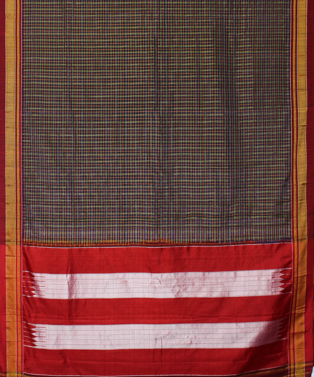 Multicolour handwoven cotton art silk chikki paras border ilkal sari