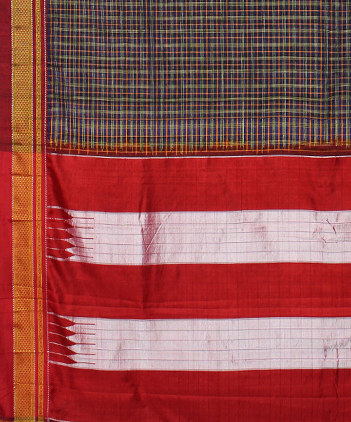 Multicolour handwoven cotton art silk chikki paras border ilkal sari