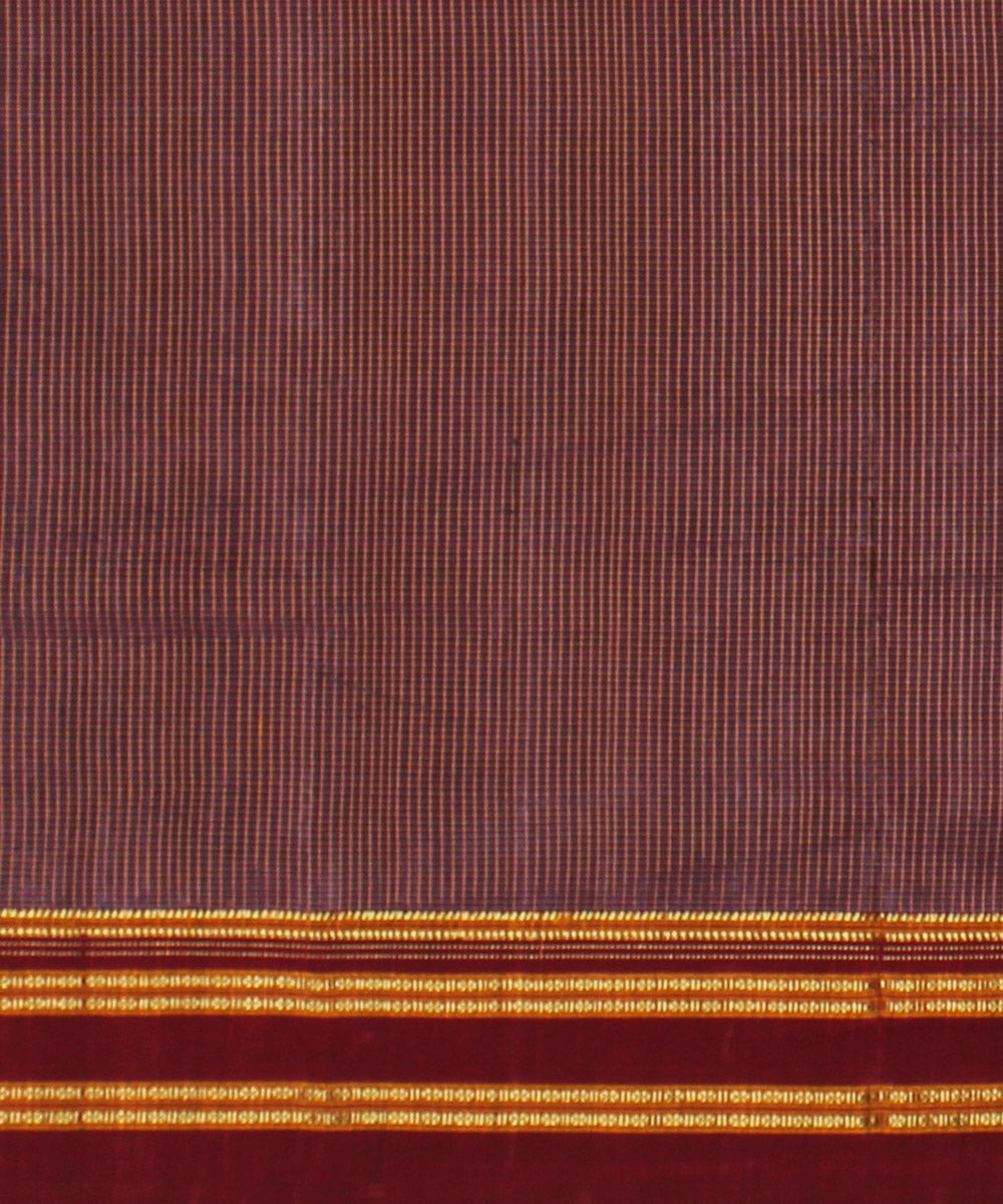 Mauve red handwoven cotton art silk gayatri border ilkal sari