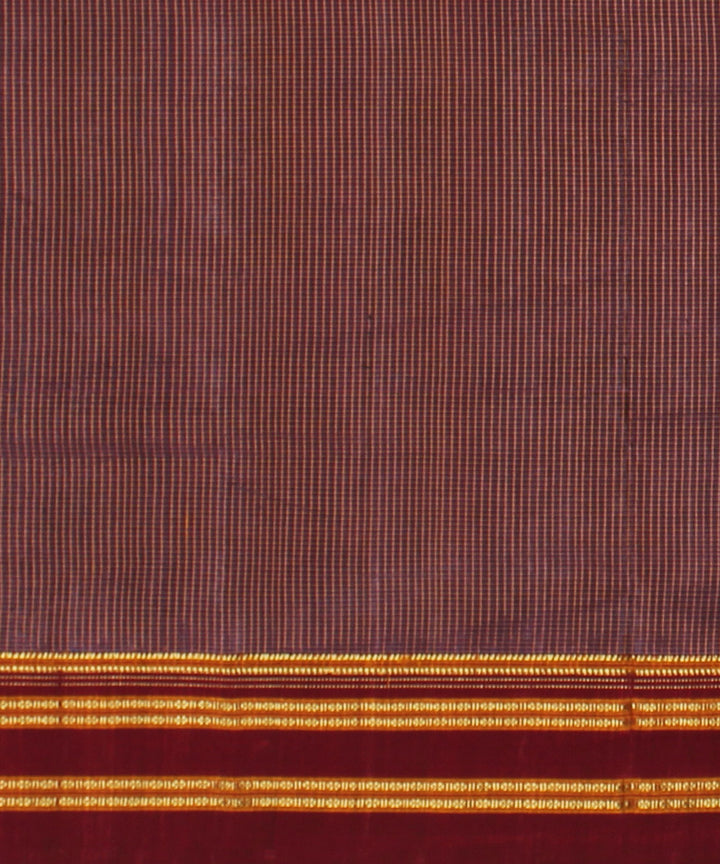 Mauve red handwoven cotton art silk gayatri border ilkal sari