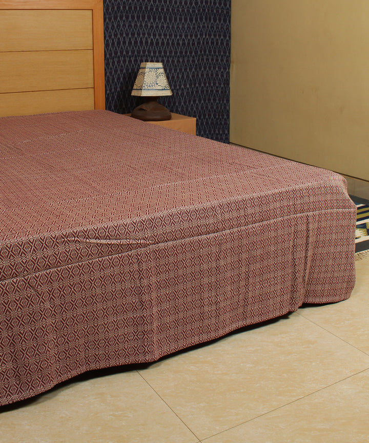 Burgundy Floral Handwoven Cotton Bed Cover
