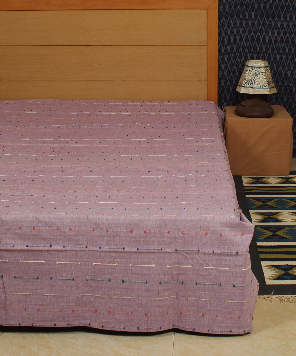 Light Mauve Handwoven Cotton Bed Cover