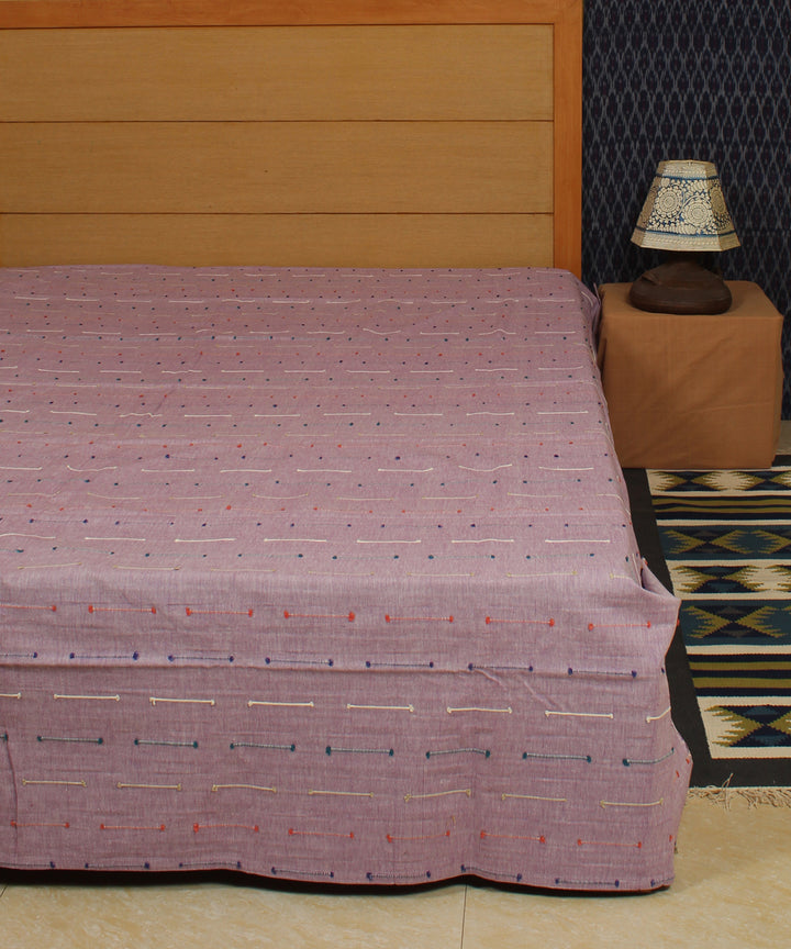 Light Mauve Handwoven Cotton Bed Cover